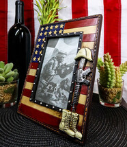 Western Stars USA Flag Fallen Soldier Boots Rifle Helmet Picture Frame 4... - $21.99