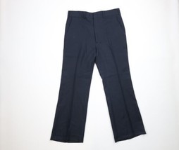 Vtg 60s 70s Streetwear Mens 34x30 Knit Wide Leg Bell Bottoms Pants Dark Blue USA - £79.52 GBP