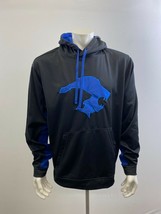 Men&#39;s Long Sleeve Hoodie Size Large Black Blue Polyester Hooded Sweatshirt - $11.77