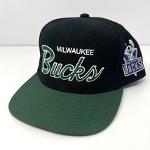Milwaukee Bucks Script Logo NBA Snapback Cap Hat Mitchell &amp; Ness Hardwoo... - $33.81 CAD