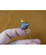 (U434) mediue blue CLOISONNE beads mauve pink flower bead brass hatpin h... - $261.37 MXN