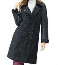 Women&#39;s Outerwear Winter Boucle Wool &amp; Genuine Leather Jacket coat plus 20W 1X - $98.99