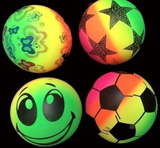 12 Asst 7 In Rainbow Novelty Balls New Toy Bounce Ball Buttery Star Soccer Ect - £9.83 GBP