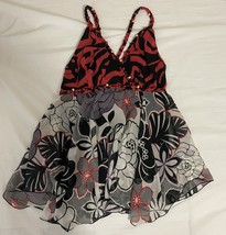 Bisou Bisou Women&#39;s Red Tropical Floral Tank Top Size L - e582 - $204.37 MXN