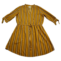 Hint Of Blush Shirt Women XL Yellow Black White Lightweight Casual Striped Tunic - £18.32 GBP