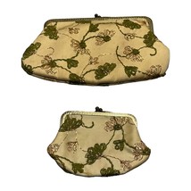 Women&#39;s Vintage Fashion Beige Floral Embroidered Clasp Clutch Bag w/ Coin Purse - £53.25 GBP