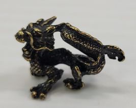 *B5) Chinese Whipping Tail Brass Dragon Amulet Talisman Figurine - $14.84