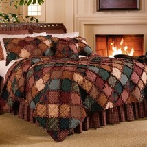 Donna Sharp Campfire Rag Quilt Rustic Country Lodge ** QUEEN ** 3 Piece Bed Set - £318.73 GBP