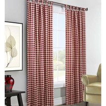 Buffalo check curtain panel pair red 63&quot;L x 80&quot;W (40&quot;W each) farmhouse tab top e - £53.09 GBP