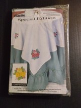 Bucilla / Stanziani &quot;Roses &amp; Ribbons&quot; Stamped Cross Stitch Table Topper ... - £7.75 GBP