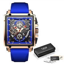 LIGE Men Watch Montre Homme Silicone Blue - £38.08 GBP