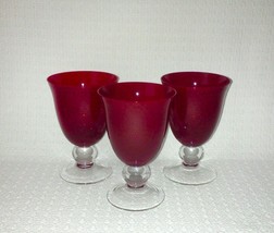 Lenox HOLIDAY GEMS RUBY 5 5/8&quot; Water Glasses Goblets Clear Ball Stem ~ S... - $39.59