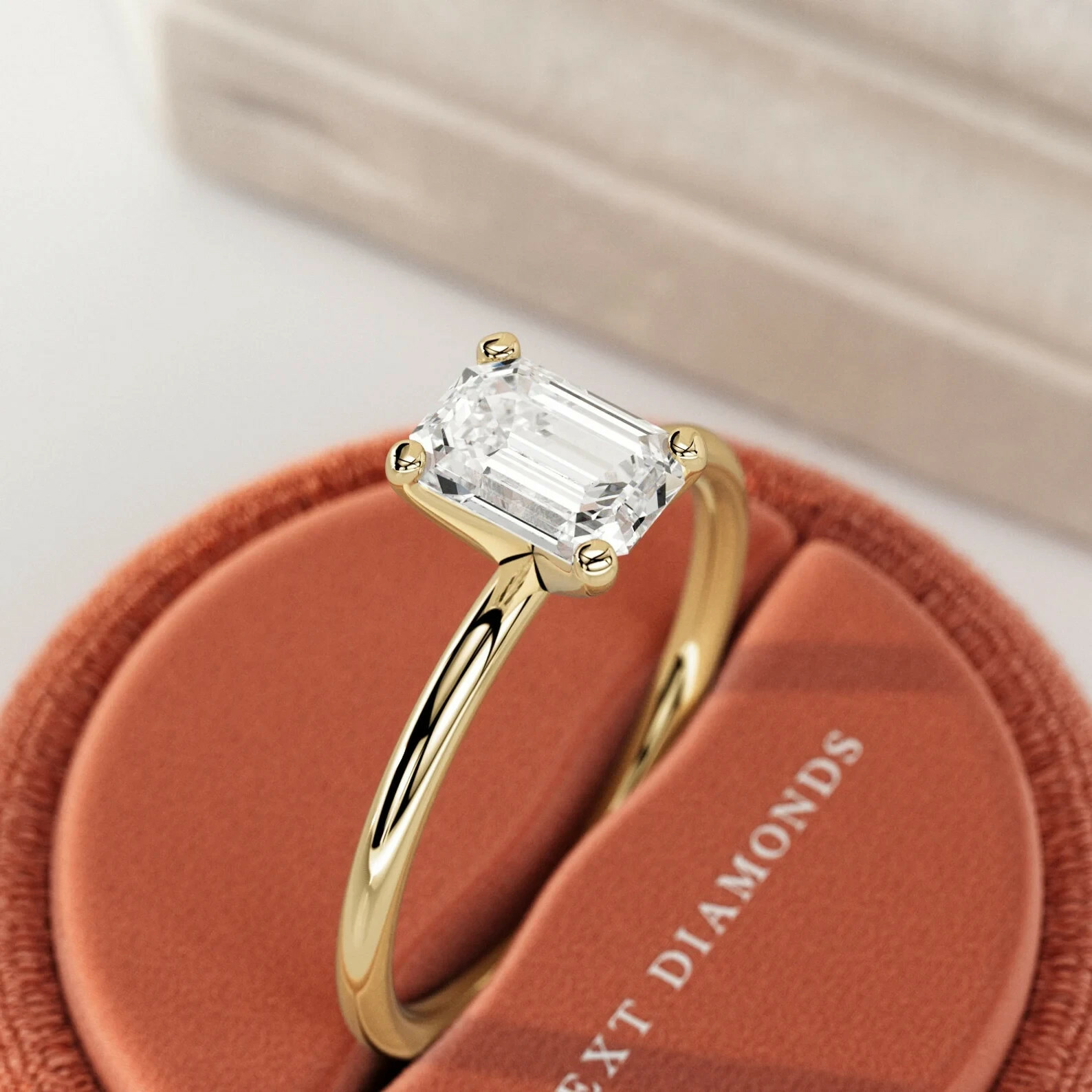 1 CT Emerald Cut F VVS2 Lab Grown CVD Diamond Engagement Ring in 14K 18K Gold Item image 12