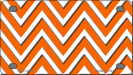 Big Orange White Chevron Novelty Mini Metal License Plate Tag - £11.94 GBP