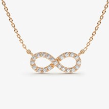 Rose Gold Plated 0.25 CT Infinity Symbol Micro Simulated Diamond Dainty Necklace - £51.35 GBP