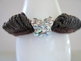 Butterfly shaped hair tie pony tail holder scrunchie with swarovski crystals - £5.54 GBP