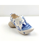 Vtg Dutch delft blue ceramic clog Holland souvenir shoe planter windmill... - $22.10