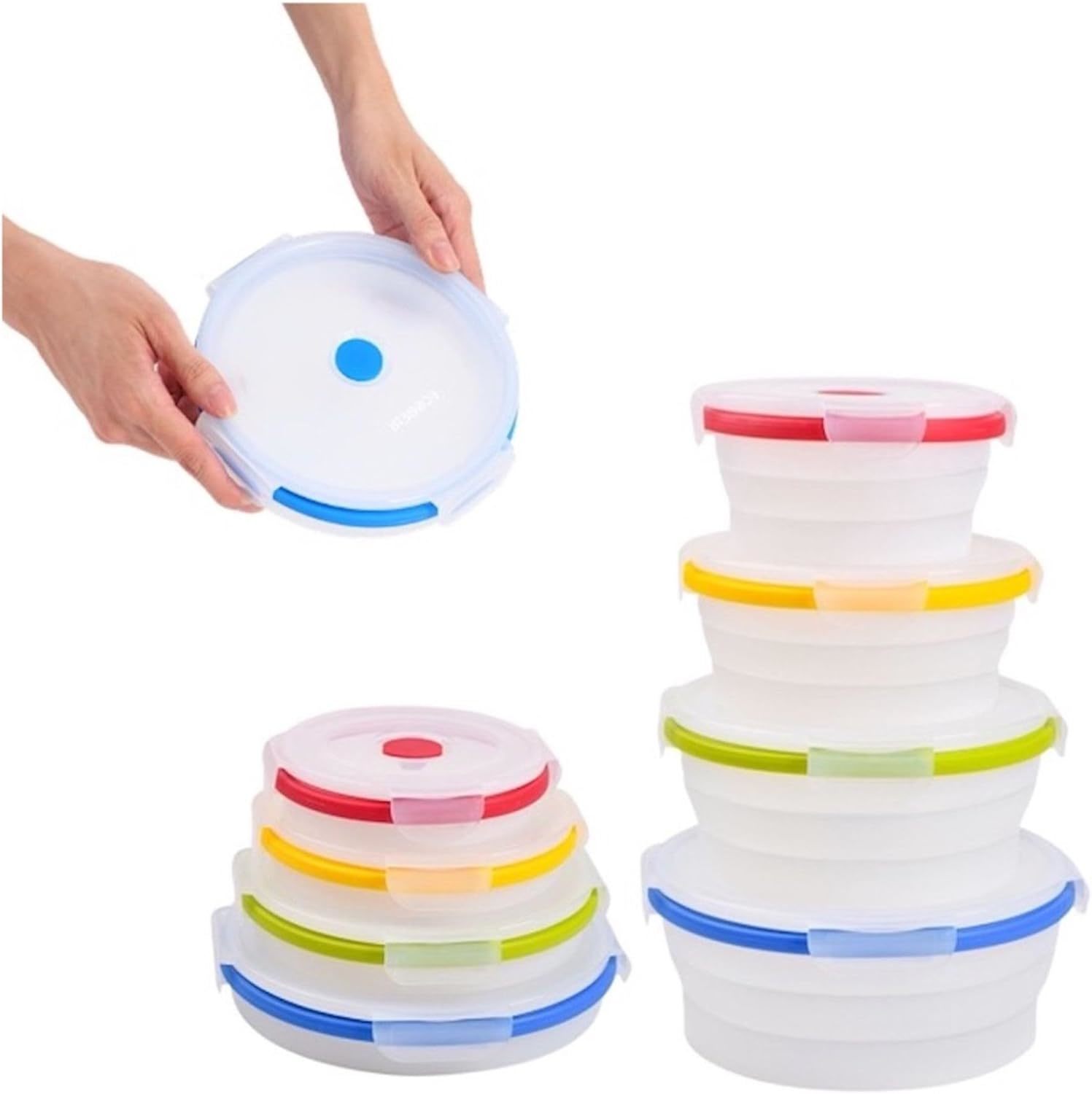 Collapsible Silicone Food Bowls With Lids, Microwave &amp; Dishwasher Safe, ... - $34.95