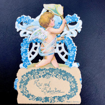 Antique Victorian Valentine Die Cut 3D Tiered  Ornate Catching Butterfly... - $12.94