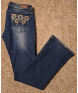 Rock &amp; Roll Cowgirl Rival Aztec Jeans Womens 31x34 Boot Cut Stretch Low ... - $22.31