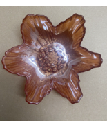 Glass Flower Tealight or Votive Candle Holder Catchall Orange Fall Colors - $5.89