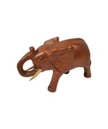 VTG Hand Carved Wooden Elephant Figurine Trunk Up Statue Figure Wild Ani... - £18.34 GBP