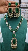 VeroniQ Trends-Elegant Victorian Style Long Pendant Necklace With Faux Emerald  - £308.82 GBP
