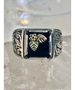 Black Hills Gold ring Leaves Onyx band size 11 sterling silver men - $4,817.80 MXN