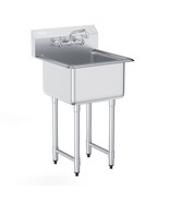Stainless Steel Prep &amp; Utility Sink, 1 Compartment Free Standing Small Sin - $612.35 CAD