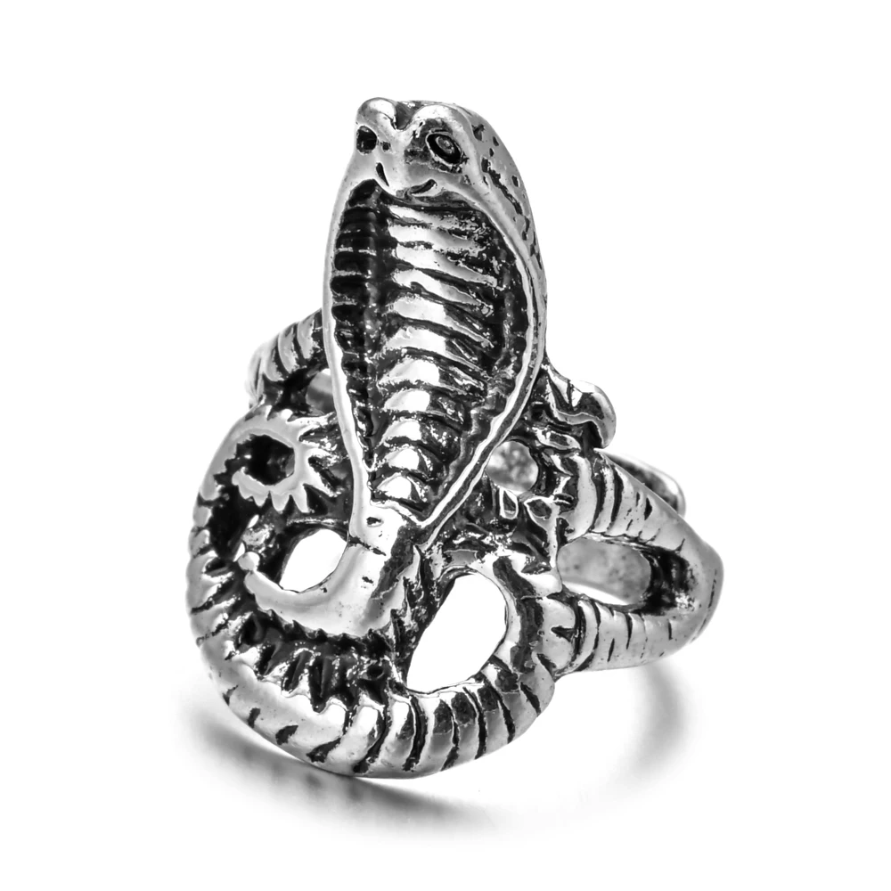 Retro Punk  Ring for Men Women Exaggerated Antique Siver Color Opening Adjustabl - £40.43 GBP