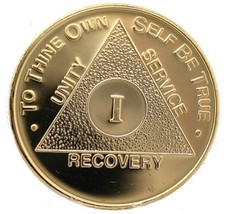 AA Medallion Gold Plated Year 1 - 50 Serenity Prayer Chip - £10.16 GBP