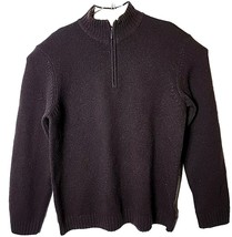 Timberland Men XL Brown 1/4 Zip Pullover 100% Lamb Wool Knit Long Sleeve... - $51.23