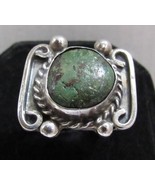 Old Pawn Sterling Silver Green Turquoise Ring Sz 7.25 Mexico Taxco Eagle... - €60,07 EUR