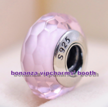 925 Sterling Silver Handmade Moments Fascinating Pink Faceted Murano Glass Charm - £3.61 GBP