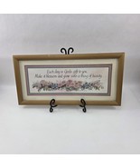 Vintage Quote Art Print Flowers Gold Framed Signed by Artist - $30.44