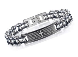 Mens Bracelet Stainless Steel 12.5mm Motorcycle Biker - £50.29 GBP