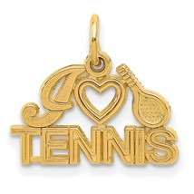 14K Gold I Love Tennis Charm Jewelry FindingKing 16mm x 17mm - £68.19 GBP