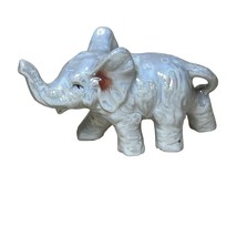 Vintage White Iridescent Ceramic Elephant Trunk Raised Japan - $278.74 MXN