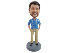 Custom Bobblehead Dude wearing fashionable clothes with hands in pockets - Leisu - £69.98 GBP