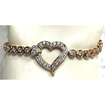 Ati 925 Sterling Silver Vermeil Cz Heart Bracelet Sky - $65.34