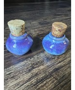 Small Blue Studio Art Pottery Vase Jar Stamped Star Light - $25.26 CAD