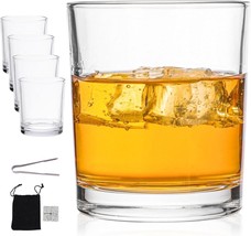 Whiskey Glasses Set 6 Barware Lowball Tumblers Old Fashioned Drinking Rocks Gift - £24.58 GBP