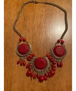Red statement necklace - £7.08 GBP