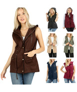 Women&#39;s Military Drawstring Hoodie Anorak Sleeveless Vest - £20.95 GBP+