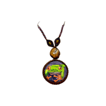 Kambo Frog Aya Vine Macrame Necklace | Handwoven Kambo Frog Amulet - £29.70 GBP