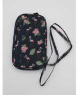 PINK FLAMINGO Crossbody Bag Purse Wristlet Wallet Navy Blue EZ Carry RFID - $9.89