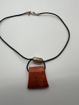 Vintage Silpada 16” Coral Leather Sterling Necklace - £31.64 GBP