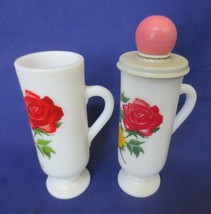 2 Avon Floral Flower Rose Irish Coffee Pedestal Coffee Cups Mugs - £11.86 GBP