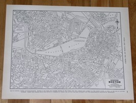 1937 Original Vintage City Map Of Boston / Massachusetts - $24.71