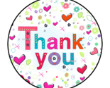 THANK YOU HEARTS ENVELOPE SEALS STICKERS LABELS TAGS 1.5&quot; ROUND (30) COL... - $7.49
